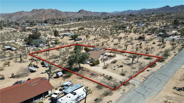 6613 Sunnyhill Rd, Joshua Tree, CA 92252 - aerial view featuring a rural view, view of desert, and a mountain view