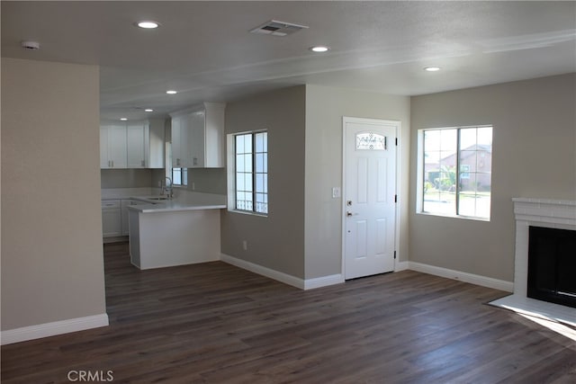 17730 Ivy Ave, Fontana, CA 92335 - interior space with dark wood-type flooring, plenty of natural light, visible vents, and a sink
