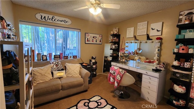 414 Nobel Ave Unit D, Santa Ana, CA 92707 - carpeted office featuring a textured ceiling and a ceiling fan