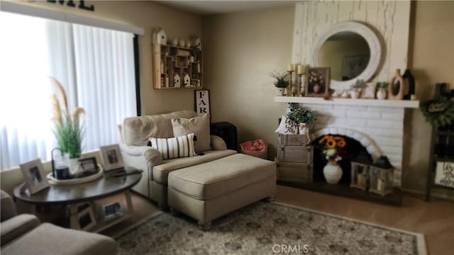 414 Nobel Ave Unit D, Santa Ana, CA 92707 - living room featuring a brick fireplace