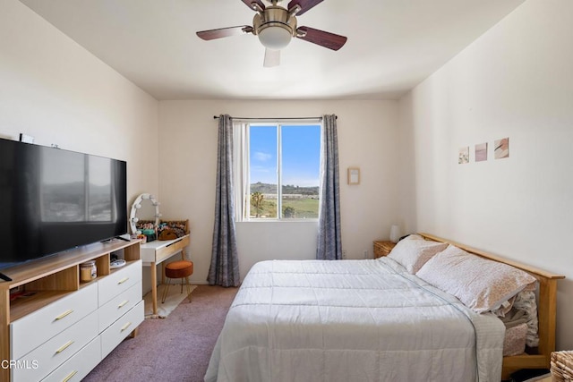 bedroom with carpet and ceiling fan