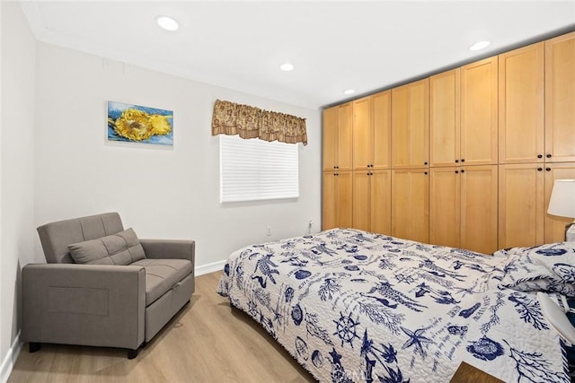 16449 Ladona Cir, Huntington Beach, CA 92649 - bedroom featuring light wood-style flooring, baseboards, and recessed lighting