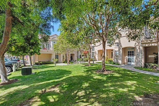 view of home's community with a lawn