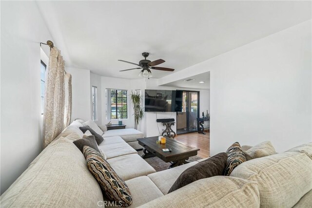 1116 Herbert Ave, Los Angeles, CA 90063 - living room with wood finished floors and ceiling fan