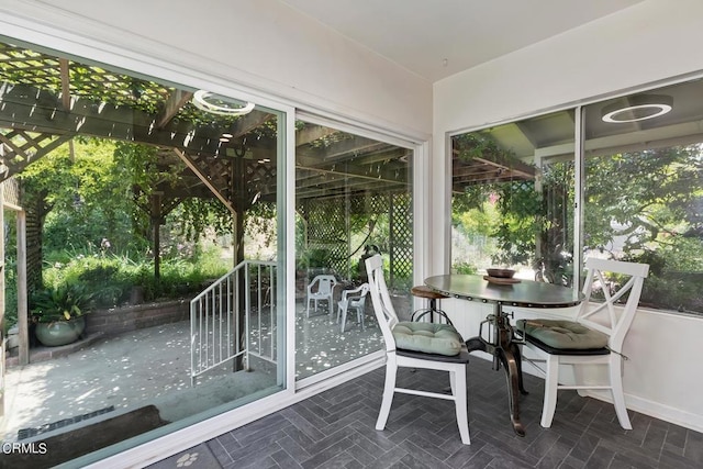 view of unfurnished sunroom