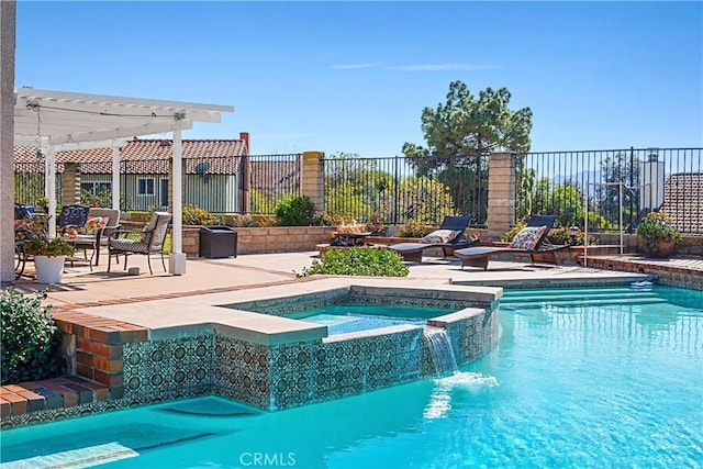 2332 Mccrea Rd, Thousand Oaks, CA 91362 - view of swimming pool featuring a pool with connected hot tub, a patio area, and a pergola