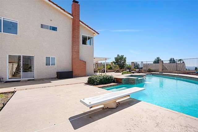2332 Mccrea Rd, Thousand Oaks, CA 91362 - view of swimming pool with a patio area, a pool with connected hot tub, and a diving board