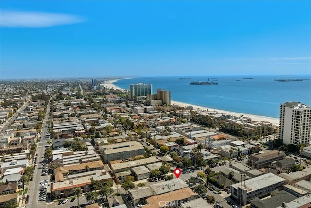 bird's eye view featuring a city view and a water view