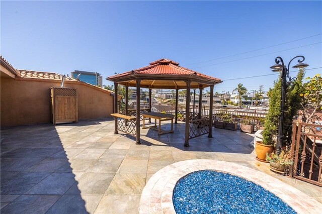 401 Holmwood Dr, Newport Beach, CA 92663 - view of patio / terrace with a gazebo and fence