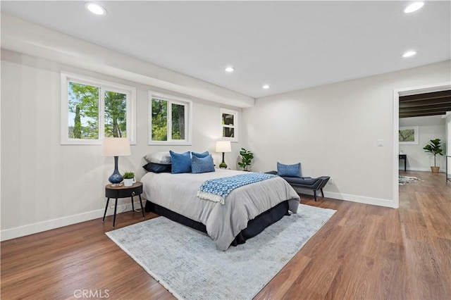 3476 Linda Vista Rd, Glendale, CA 91206 - bedroom with baseboards, wood finished floors, and recessed lighting