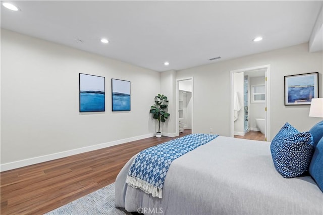 3476 Linda Vista Rd, Glendale, CA 91206 - bedroom with baseboards, visible vents, wood finished floors, and recessed lighting