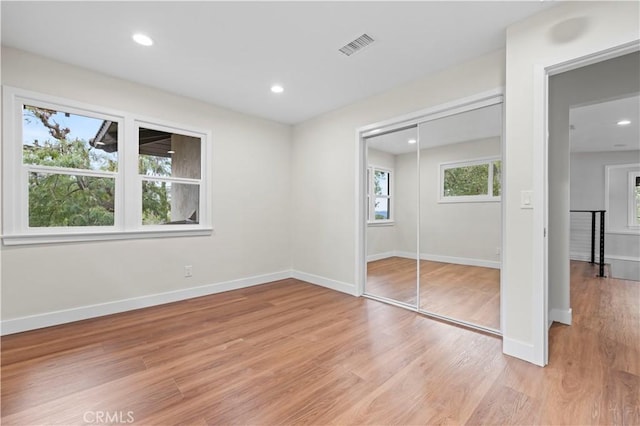 3476 Linda Vista Rd, Glendale, CA 91206 - unfurnished bedroom featuring baseboards, visible vents, recessed lighting, and light wood-style floors