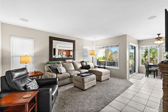 17 Ridgerock, Laguna Niguel, CA 92677 - living area featuring light tile patterned flooring, ceiling fan, and baseboards