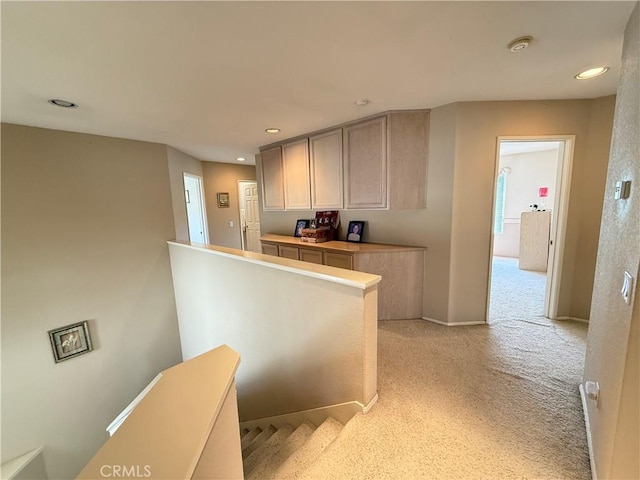 1050 Ginger Cir, Corona, CA 92879 - kitchen featuring baseboards, recessed lighting, and light colored carpet