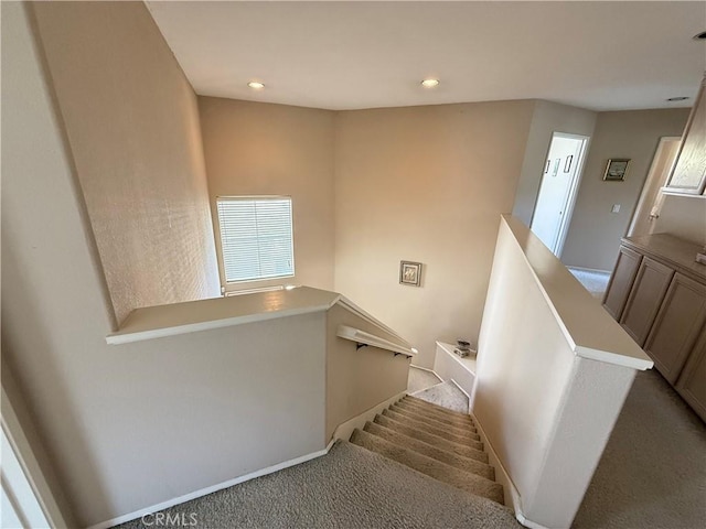 1050 Ginger Cir, Corona, CA 92879 - staircase with carpet floors and recessed lighting