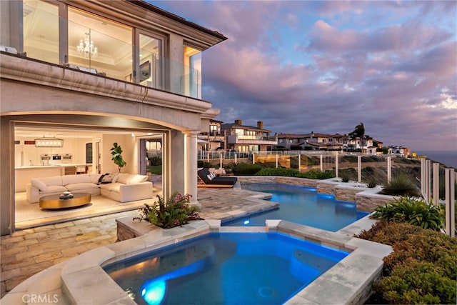 31821 Monarch Crst, Laguna Niguel, CA 92677 - view of pool featuring an outdoor living space, a patio, and a pool with connected hot tub