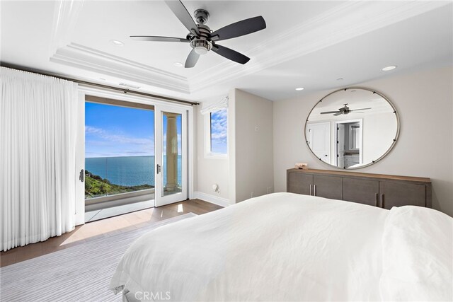 31821 Monarch Crst, Laguna Niguel, CA 92677 - bedroom with access to outside, recessed lighting, wood finished floors, multiple windows, and crown molding