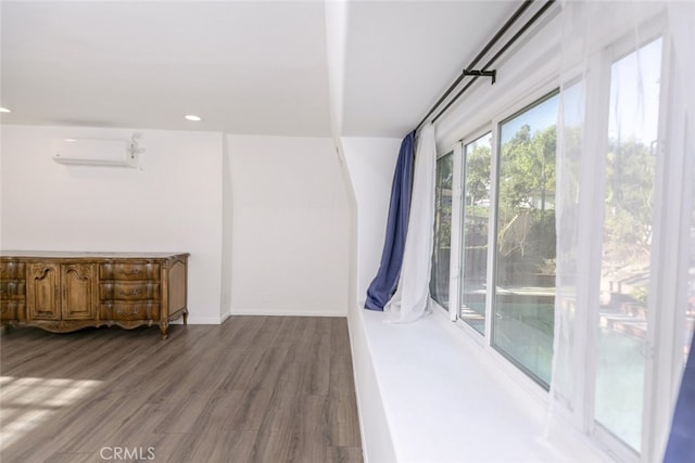 449 Fern Dell Pl, Glendora, CA 91741 - bathroom with wood finished floors, an AC wall unit, baseboards, and recessed lighting