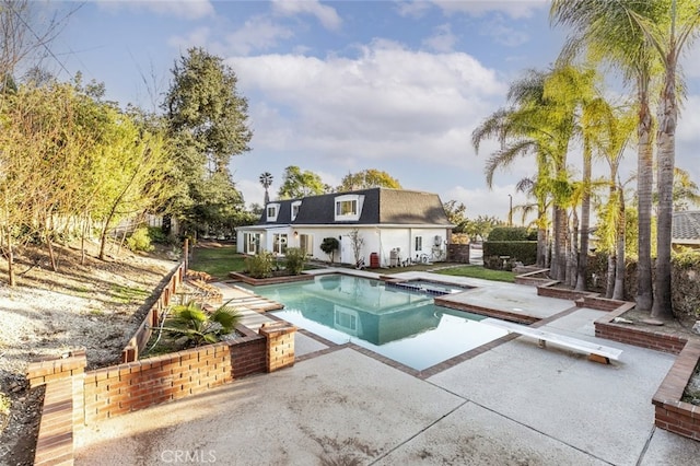 449 Fern Dell Pl, Glendora, CA 91741 - view of pool featuring a patio area, a diving board, and a pool with connected hot tub