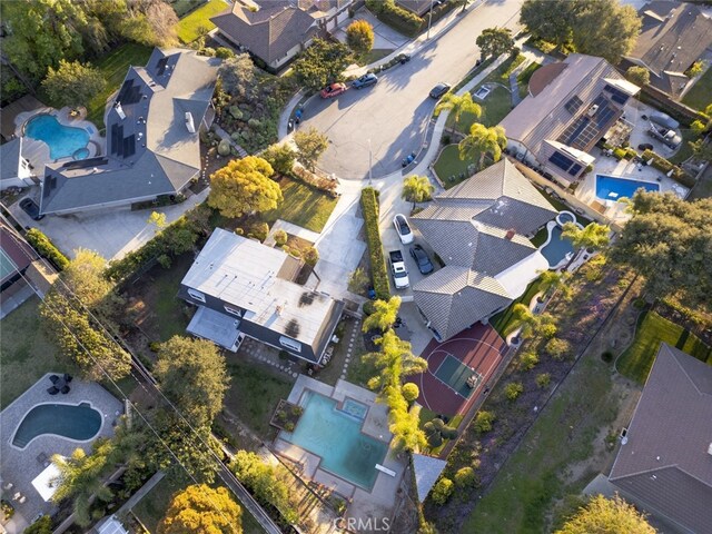 449 Fern Dell Pl, Glendora, CA 91741 - aerial overview of property's location with a pool and nearby suburban area
