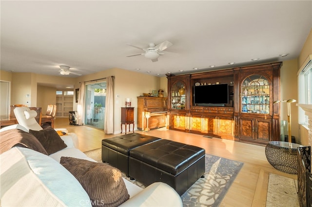 8017 Floral Ave, Los Angeles, CA 90046 - living room with wood finished floors and a ceiling fan