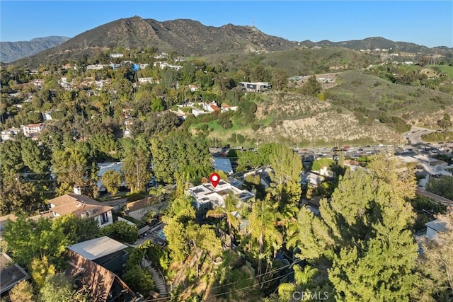 bird's eye view with a mountain view