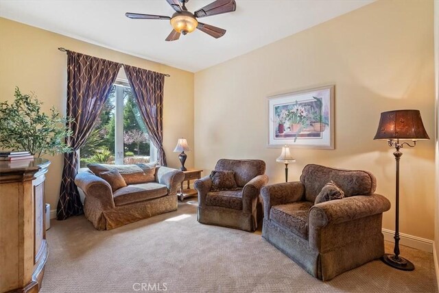 1065 Burnt Rock Way, Templeton, CA 93465 - living area with ceiling fan, carpet floors, and baseboards