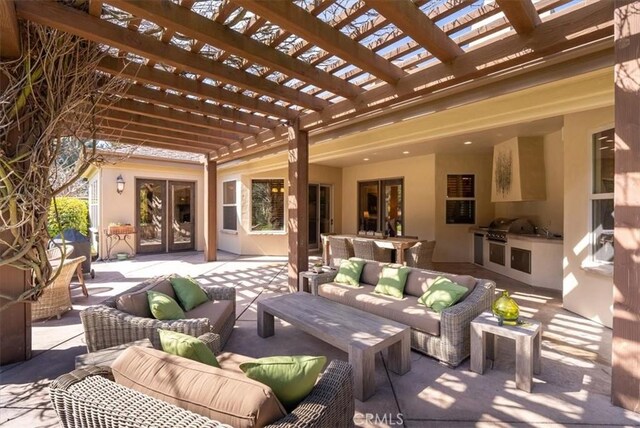 1065 Burnt Rock Way, Templeton, CA 93465 - view of patio with a pergola, area for grilling, and an outdoor living space