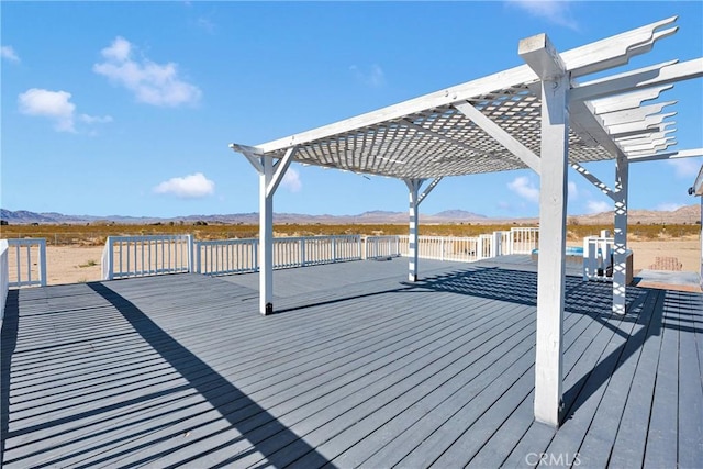 36090 Old Woman Springs Rd, Lucerne Valley, CA 92356 - wooden deck with a mountain view and a pergola