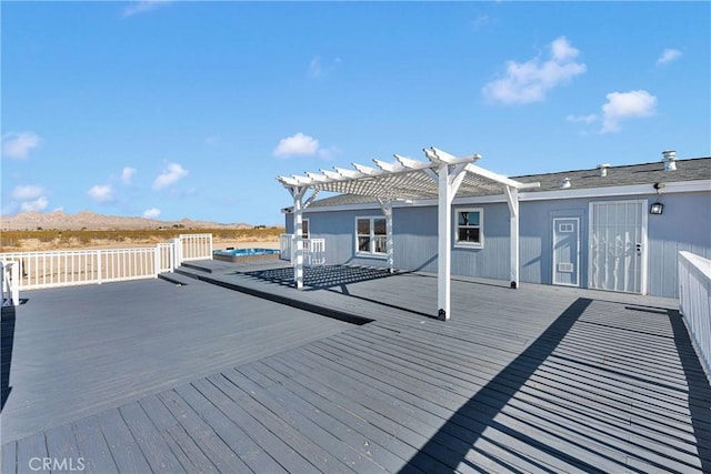 36090 Old Woman Springs Rd, Lucerne Valley, CA 92356 - wooden terrace featuring a pergola