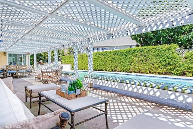view of patio / terrace with a pergola and an outdoor living space