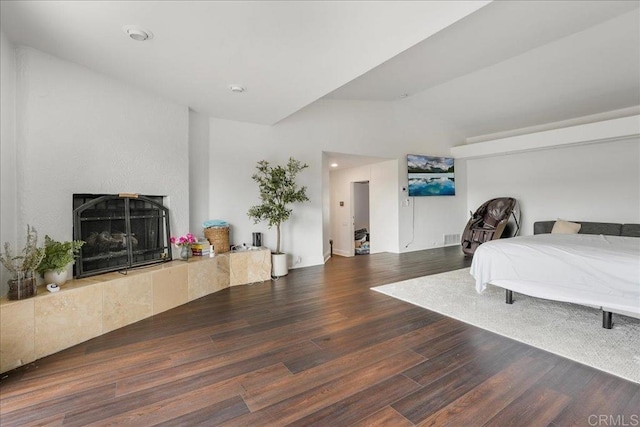 5274 Margaret, Bonita, CA 91902 - bedroom with lofted ceiling, wood finished floors, and a fireplace with raised hearth