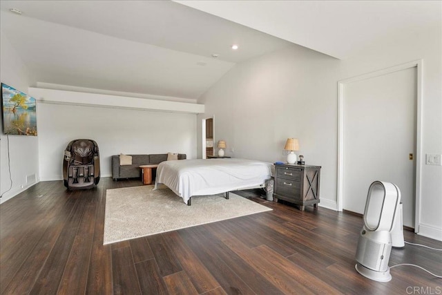 5274 Margaret, Bonita, CA 91902 - bedroom with baseboards, lofted ceiling, visible vents, and dark wood-type flooring