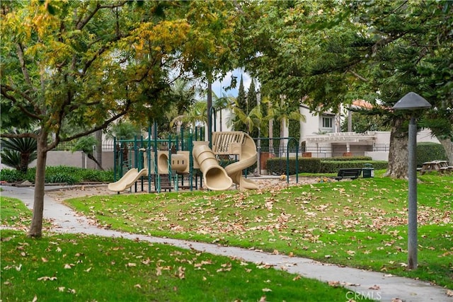 communal playground with a yard