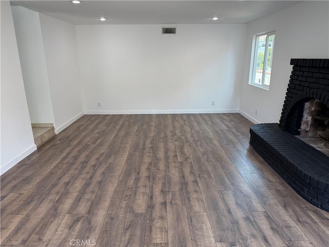 2440 Amelgado Dr, Hacienda Heights, CA 91745 - unfurnished living room with recessed lighting, visible vents, baseboards, and dark wood-type flooring