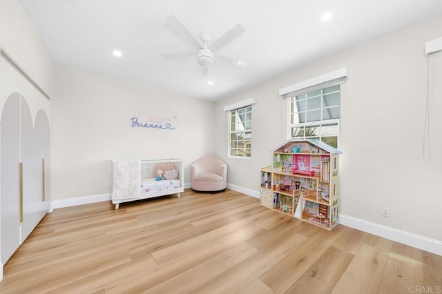 1452 Canoe Creek Way, Chula Vista, CA 91915 - playroom with ceiling fan, baseboards, wood finished floors, and recessed lighting