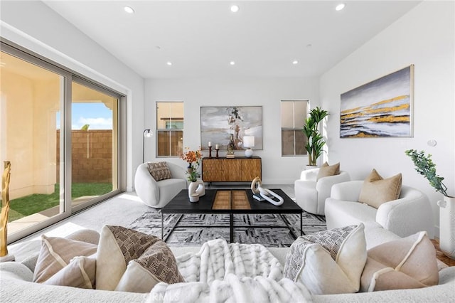 118 Sunnybank Blvd, Irvine, CA 92618 - carpeted living area with baseboards and recessed lighting