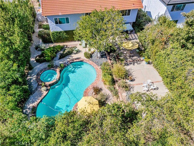 27072 Esward Dr, Calabasas, CA 91301 - view from above of property with a pool
