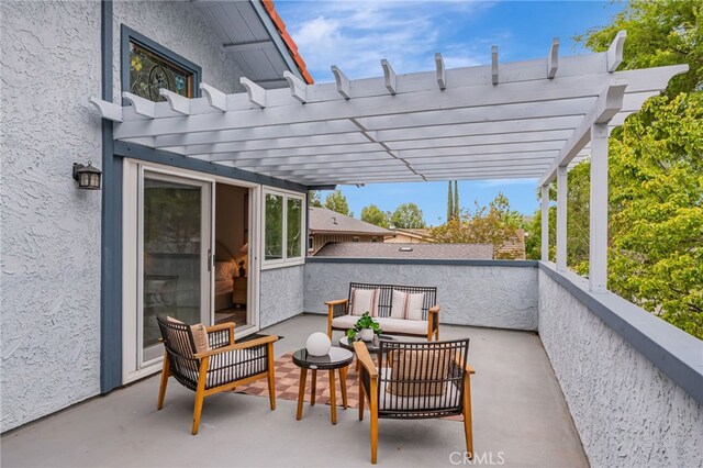 27072 Esward Dr, Calabasas, CA 91301 - view of patio / terrace with an outdoor living space, a pergola, and a balcony