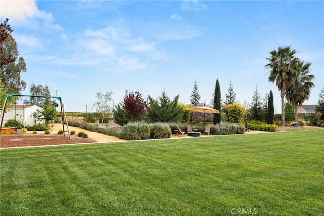 view of community featuring a lawn
