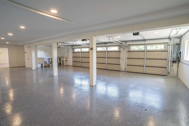 garage with recessed lighting