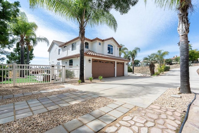 15881 Broad Oaks Rd, El Cajon, CA 92021 - view of front of property featuring stucco siding, a tile roof, an attached garage, fence, and concrete driveway