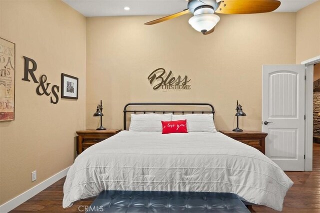 25050 Massachussetts Ave, Corning, CA 96021 - bedroom featuring wood finished floors, ceiling fan, and recessed lighting