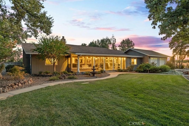 25050 Massachussetts Ave, Corning, CA 96021 - ranch-style home featuring an attached garage, a chimney, and a front lawn