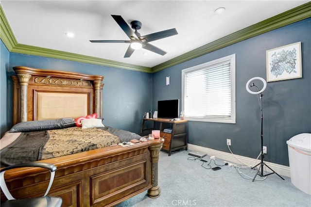 8345 Sunshine Ln, Riverside, CA 92508 - bedroom featuring baseboards, a ceiling fan, carpet, and ornamental molding