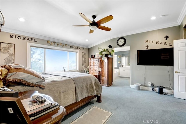 8345 Sunshine Ln, Riverside, CA 92508 - bedroom with baseboards, lofted ceiling, carpet, and crown molding