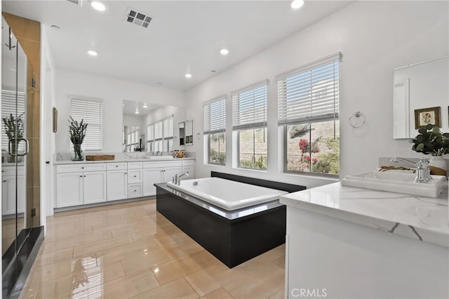 1711 Sonora Creek Ln, Lake Forest, CA 92610 - full bathroom featuring recessed lighting, a bath, visible vents, and a sink