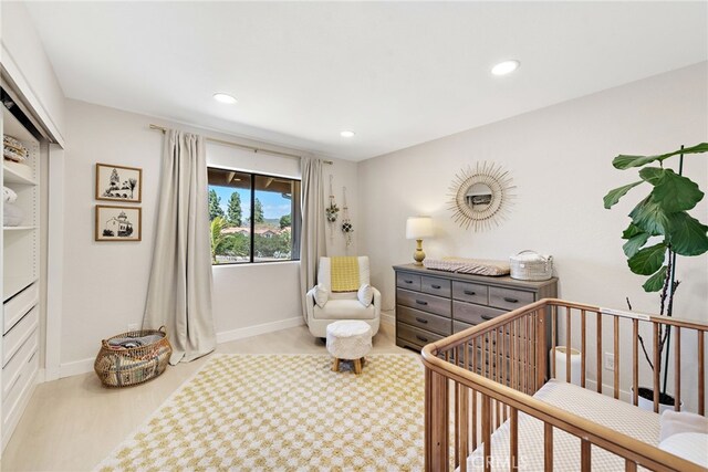 5649 Roane Dr, Oceanside, CA 92057 - bedroom featuring recessed lighting, a nursery area, and baseboards