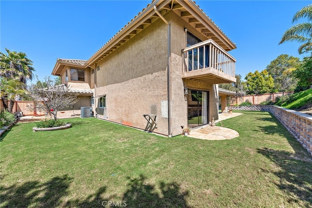 5649 Roane Dr, Oceanside, CA 92057 - back of property with cooling unit, stucco siding, and a balcony