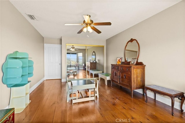 28061 Modjeska Grade, Modjeska Canyon, CA 92676 - dining area featuring ceiling fan and hardwood / wood-style floors